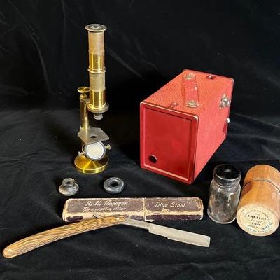 Mixed Vintage Lot * Agfa Ansco Brownie * Straight Razor * 