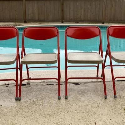 Set of 4 Vintage Children’s Metal Folding Chairs