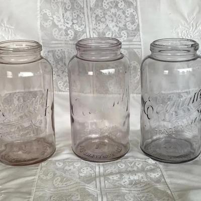 3 Antique Kerr “Economy” Jars *a Slight Purple Tint To Glass
