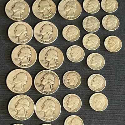 US Silver Quarters & Dimes * 1935-1961 * 30+ Coins 