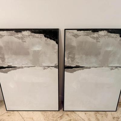 Modern Abstract Wall Art Pair – Neutral Neutrals, Big Style