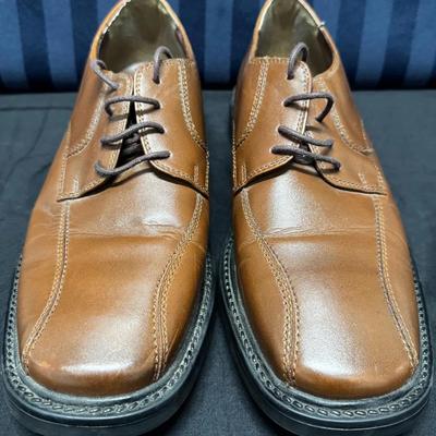 Stacy Adams Men’s Brown Leather Dress Shoes – Lace-Up, Square Toe