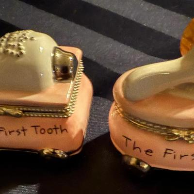 Mud Pie Baby Keepsake Trinket Boxes – “The First Tooth” & “The First Curl” (Set of 2)