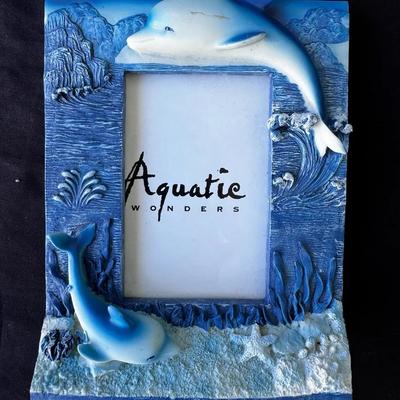 Aquatic Wonders Dolphin Picture Frame ~ Ocean Theme ~ Tabletop Photo Frame 