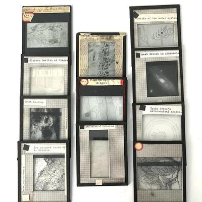 Vintage Lantern Slides (11) of Solar System, Ice Age, Glaciers