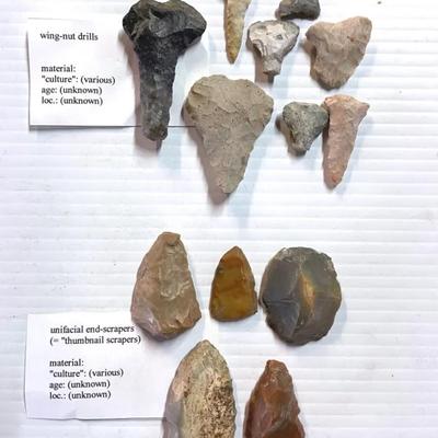 Native American Artifacts With Scrapers And Wing-nut Drills