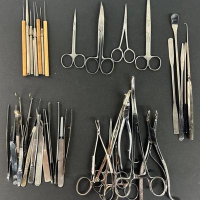 Vintage Surgical Clamps, Forceps, Picks & More 