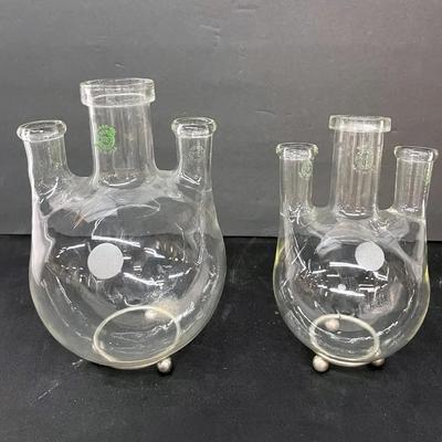 Vintage Pyrex Triple-Neck Round Bottom Flasks 