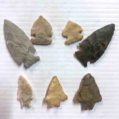 Projectile Points Late Woodland AD600-900 And Three Basal Notched Points, 8000-4000 BC