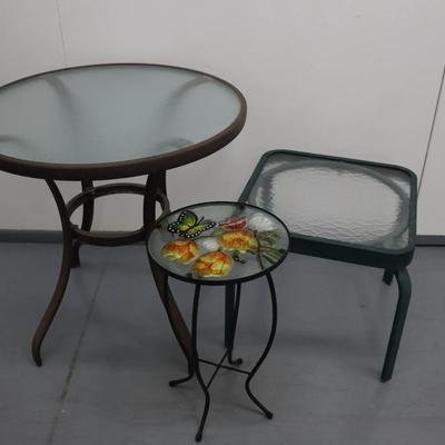 3 Outdoor Glass Topped Tables