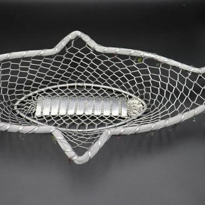 Artistic Fish Wire Basket with Handblown Glass Fish Beads