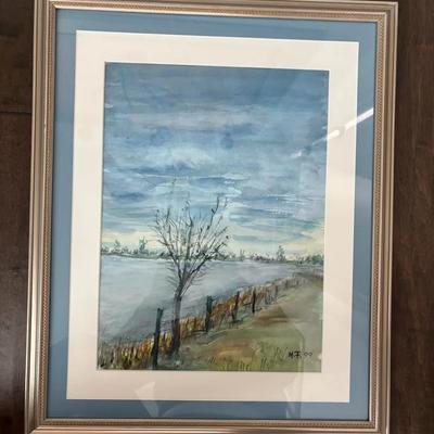 Two North Sea Themed Water Color Paintings, Framed and Matted