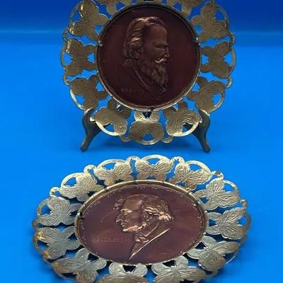 BP491 Brahms And Mendelssohn Brass And Copper Plaques 