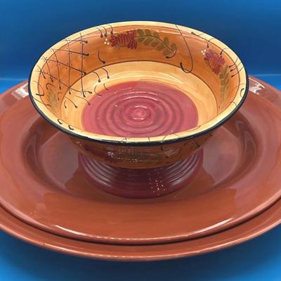 BP558 Pottery Barn Sausalito Serving Platters & Nanette Vacher Serving Bowl