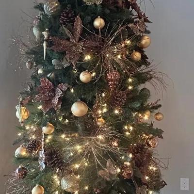 BP507 8ft Artificial Christmas Tree And Decor 