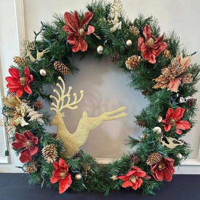 BP573 Huge Pre-lit Christmas Wreath
