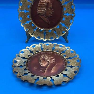 BP490 Bach And Beethoven Brass And Copper Plaques 