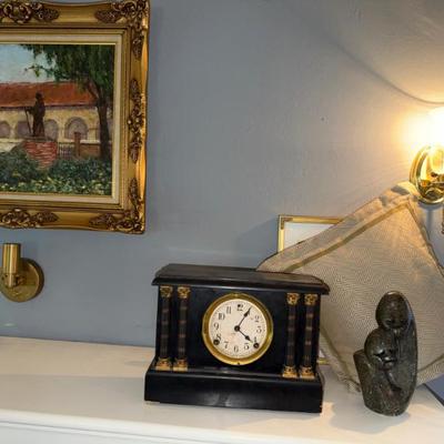 MANTEL CLOCK 
SIGNED ART
