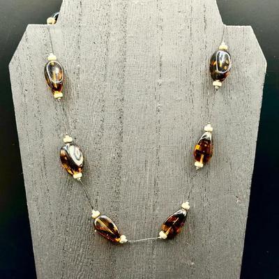 Sterling Silver Clasped Beaded Necklace