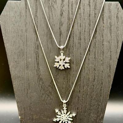 (2) Shining Snowflake Necklaces 