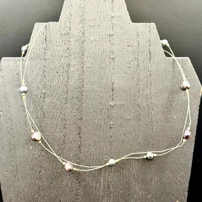 Sterling Silver Clasp Floating Pearl Necklace