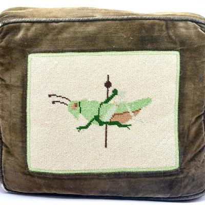 Grasshopper Needlepoint Pillow