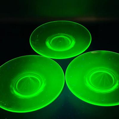 (3) Cambridge Uranium Glass 5.75” Plates