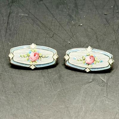 (2) Vintage F.A. Hermann Sterling Silver Guilloché Enamel Brooches