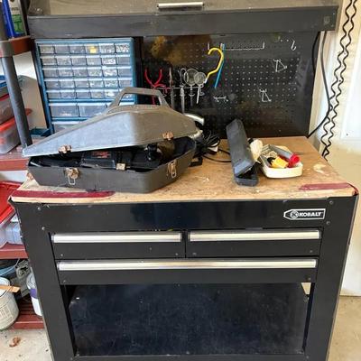 Kobalt Tool Chest and Workstation with Misc Tools, Grinder, and SharkVac – 45” x 24” x 63”