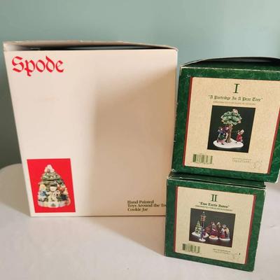 Spode Cookie Jar And Dickens Village Accessories 