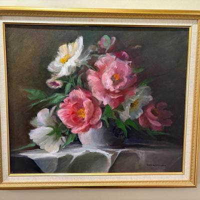 Floral Painting by Stephanie E. C. Frocasso – 28” x 24” – Beautiful Frame