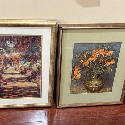 Lot of 5 Framed Art Pieces – Van Gogh Print, Floral, and Motherhood Prints