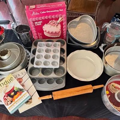 Vintage Bakeware Lot – Muffin Tins, Bundt Pans, Angel Food and Cheesecake Pans