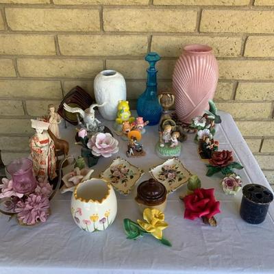 Lot Of Ceramic Figurines And Shelf Nick Nacks 