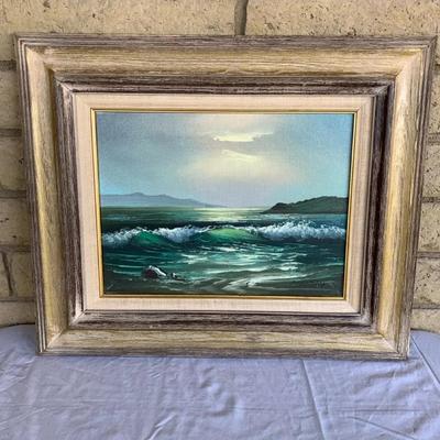 Vintage Oil Ocean Painting By Artist Foreman 