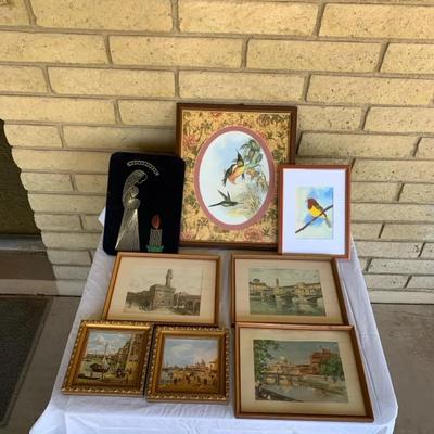 Lot Of Framed Art Wall Hangings 