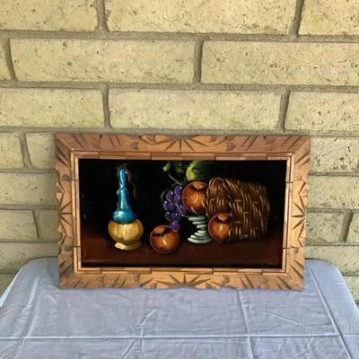 Vintage Velvet Fruit Painting 