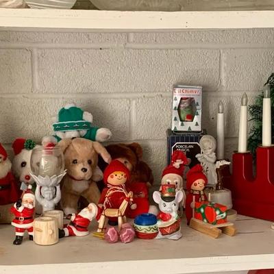 Vintage Christmas Lot Nick Nacks, Christmas Tree, Wreath, & More