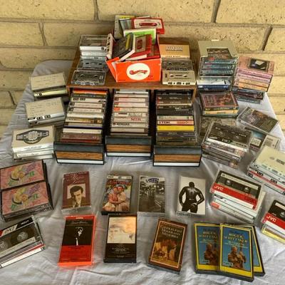 Lot Of Cassette Tapes With 3 Drawer Tape Storage Box 