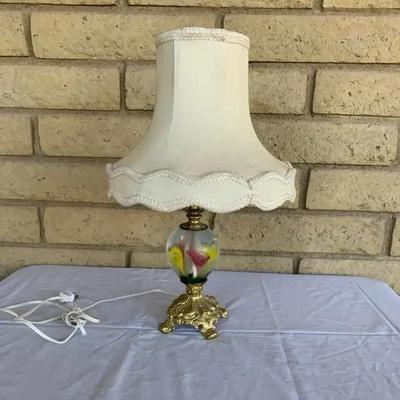 Vintage Paperweight Glass Table Lamp Tested Works 