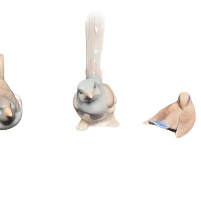 BG107 - Set of 3 Bird Figurines 1 Lladro and 2 Royal Copenhagen