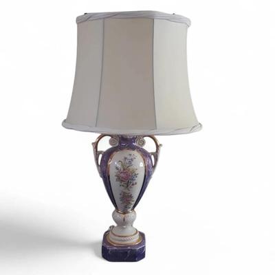 DC506 Large Vintage Hand-painted Porcelain Lamp