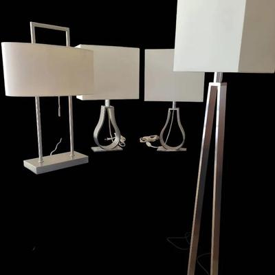 DC127 Silver Table Lamps And Floor Lamp
