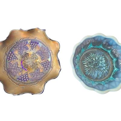 DC113 Fenton Glass Candy Dish And Opalescent Bowl