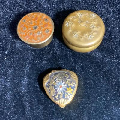 Vintage Brass Colored Pill Boxes 