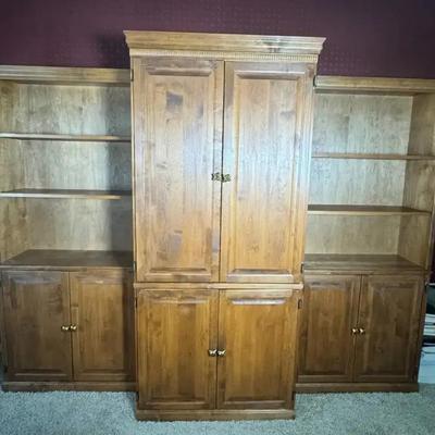 Wooden Bookcase And Cabinet Set