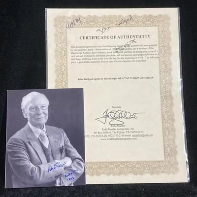 John Gielgud Signed Photograph
