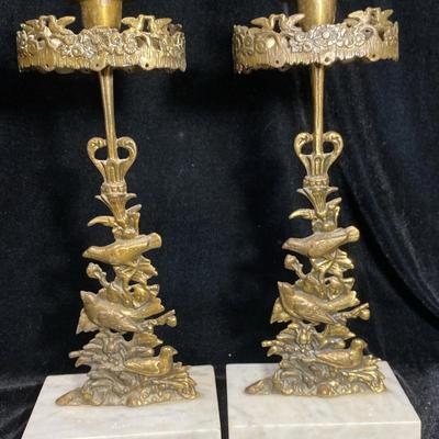 Vintage Marble Base Candle Holder 