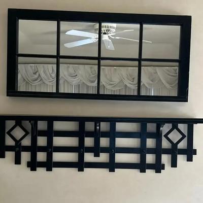 Black Wooden Shelves And Mirror