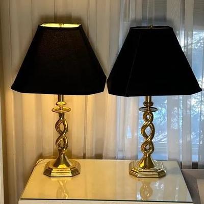 Pair of Gold Colored Table Lamps